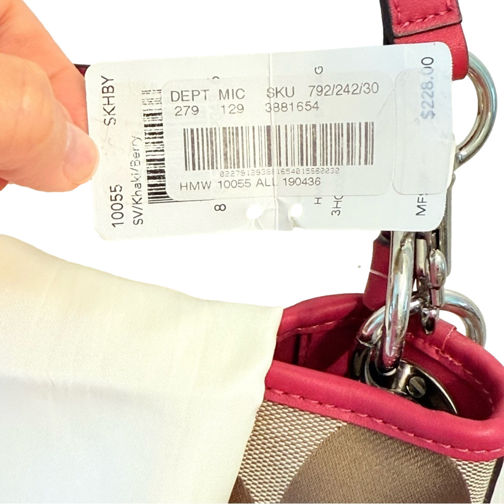 Vintage Y2K Coach Hamptons Signature Stripe Tote Pink Leather Style 10055 - Picture 6 of 17